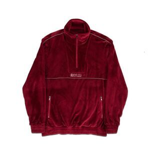 Quarter Zip Velour Men’s Track Jacket Burgundy Size X-Large
